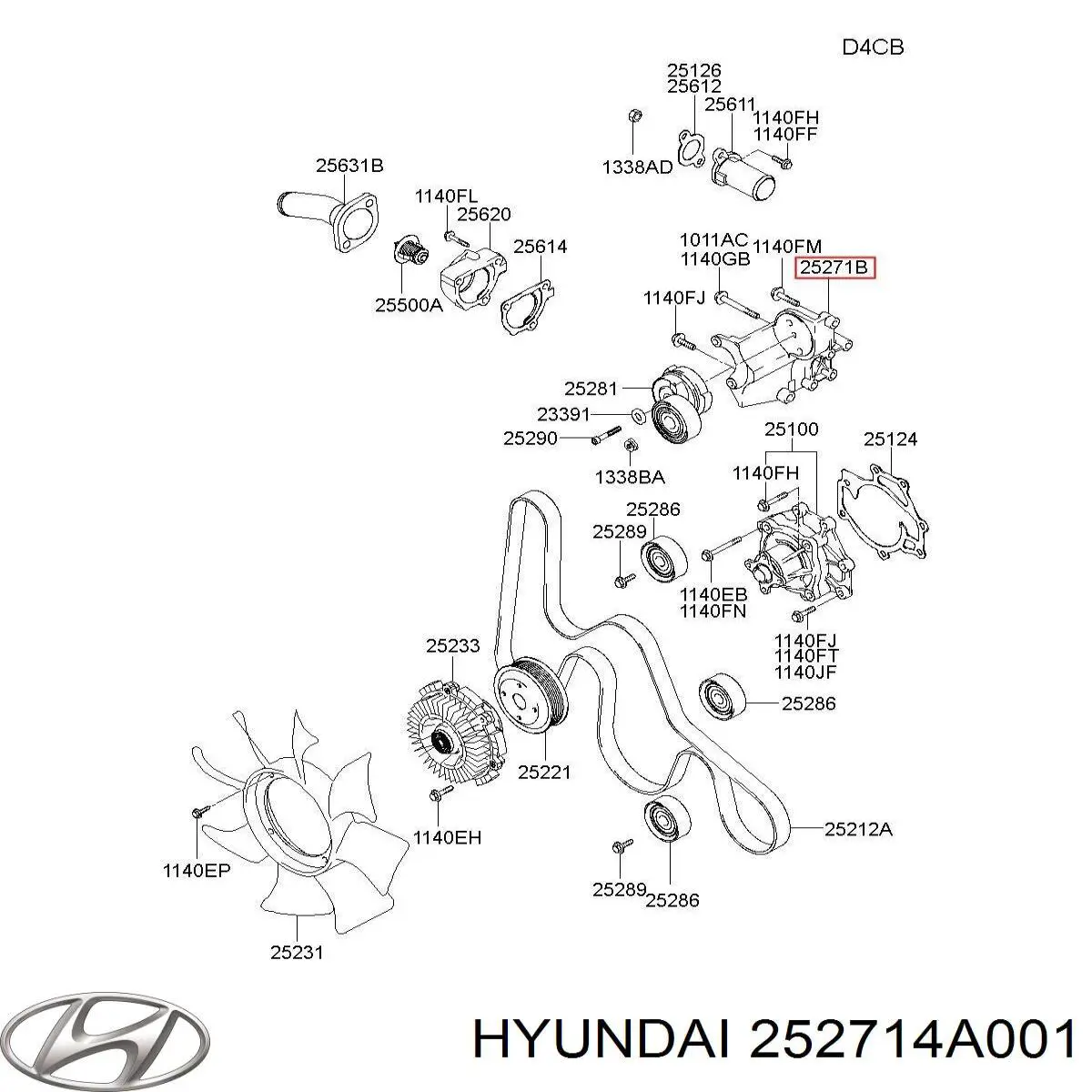 252714A001 Hyundai/Kia Consola de bomba da Direção hidrâulica assistida