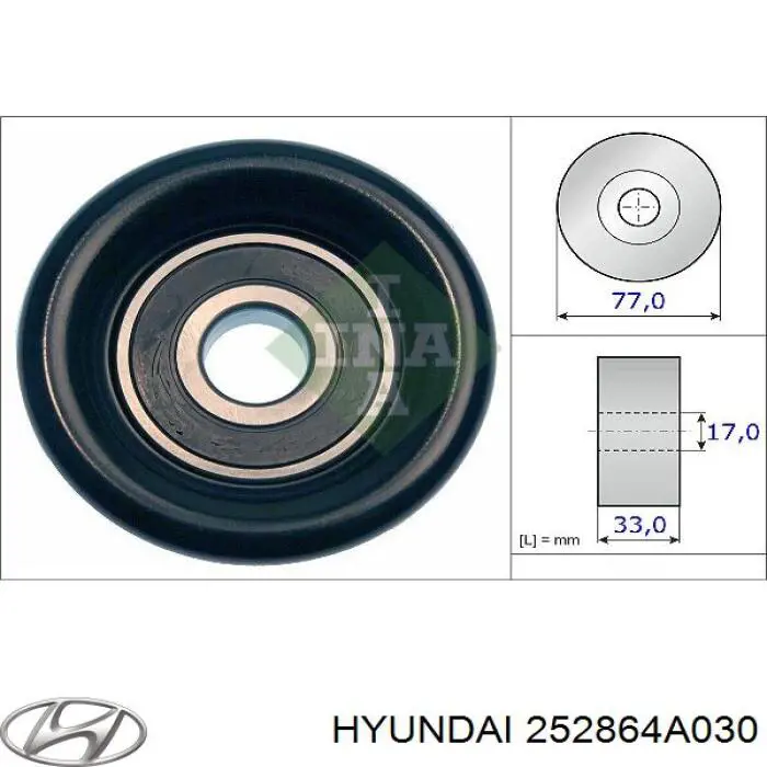 252864A030 Hyundai/Kia Rolo de reguladora de tensão da correia de transmissão
