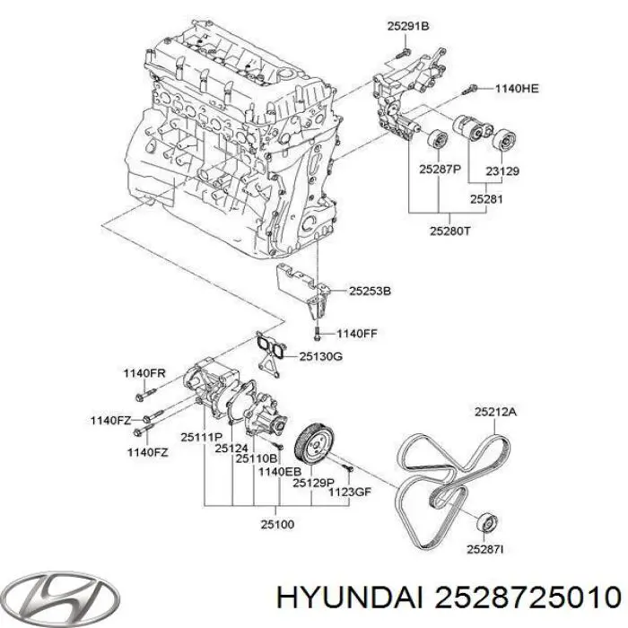 Rolo parasita da correia de transmissão Hyundai/Kia 2528725010 preço, a partir de 16,97 USD