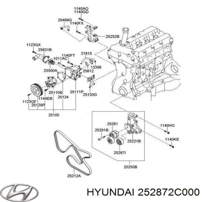 Rolo de reguladora de tensão da correia de transmissão Hyundai/Kia 252872C000 preço, a partir de 22,42 USD