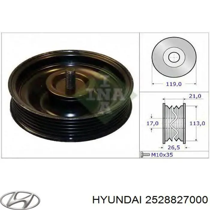 2528827000 Hyundai/Kia Rolo parasita da correia de transmissão