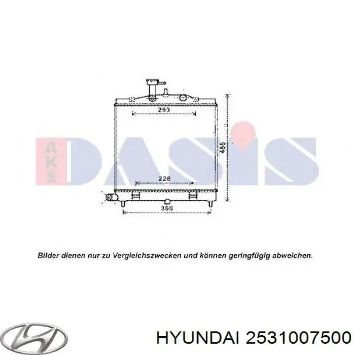2531007500 Hyundai/Kia Radiador de esfriamento de motor