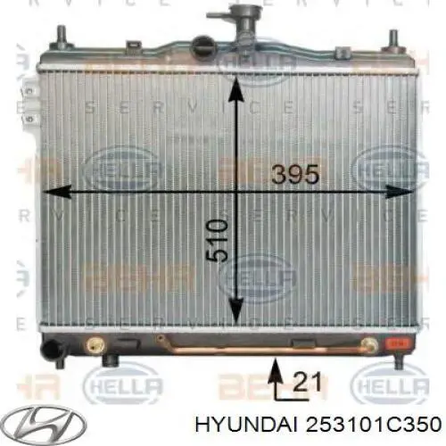 Radiador de esfriamento de motor 253101C350 Hyundai/Kia