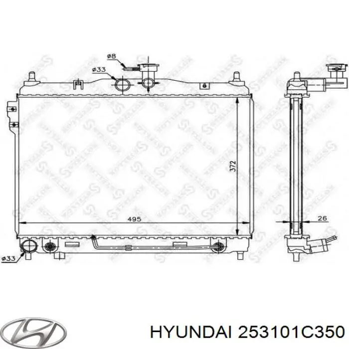 253101C350 Hyundai/Kia Radiador de esfriamento de motor