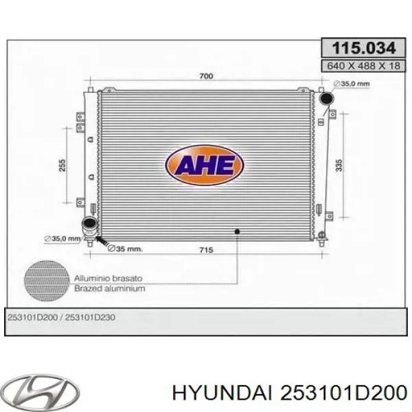 Radiador de esfriamento de motor Hyundai/Kia 253101D200 preço, a partir de 106,36 USD