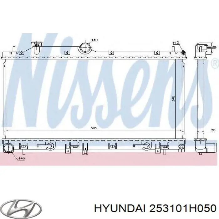 253101H050 Hyundai/Kia Radiador de esfriamento de motor