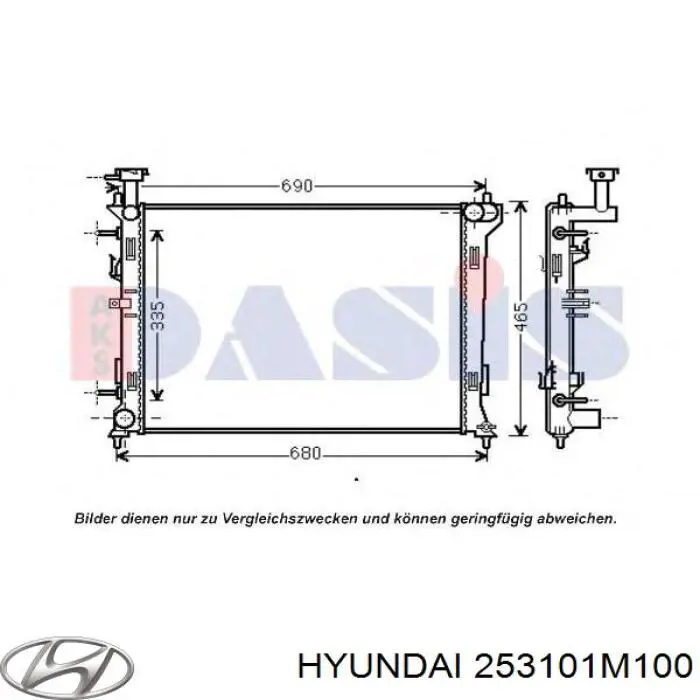 Radiador de esfriamento de motor 253101M100 Hyundai/Kia