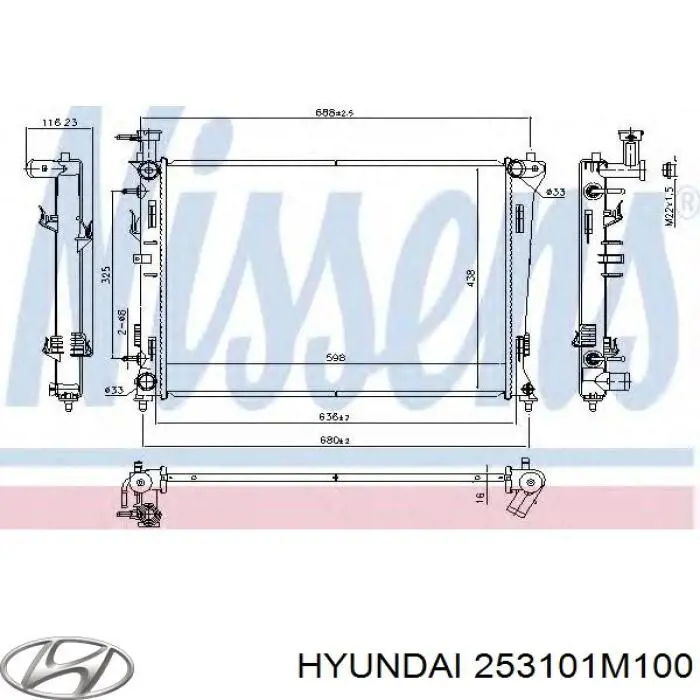 Compre 253101M100 Hyundai/Kia Radiador de esfriamento de motor
