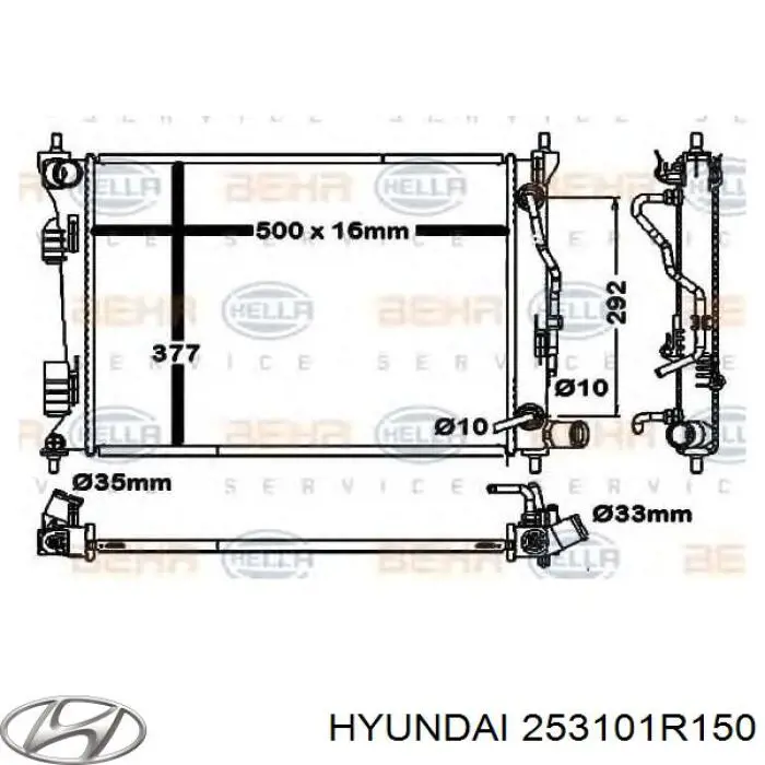 253101R150 Hyundai/Kia Radiador de esfriamento de motor