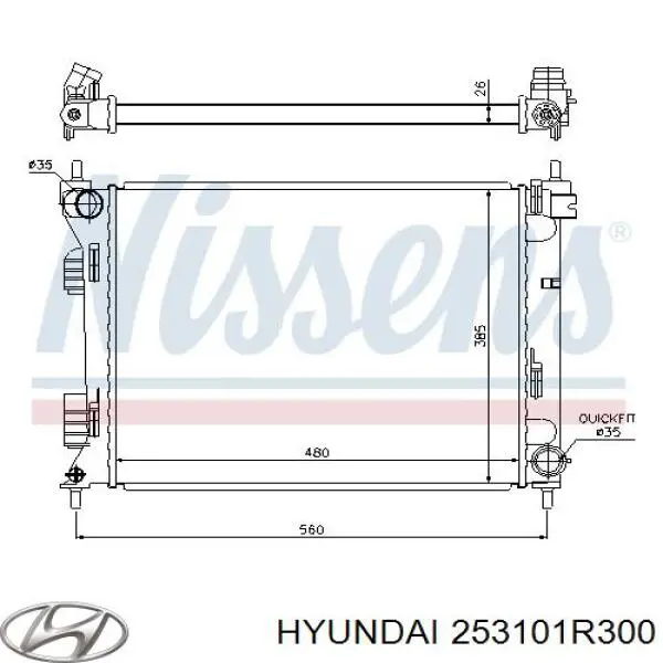 Radiador de esfriamento de motor Hyundai/Kia 253101R300 preço, a partir de 108,32 USD
