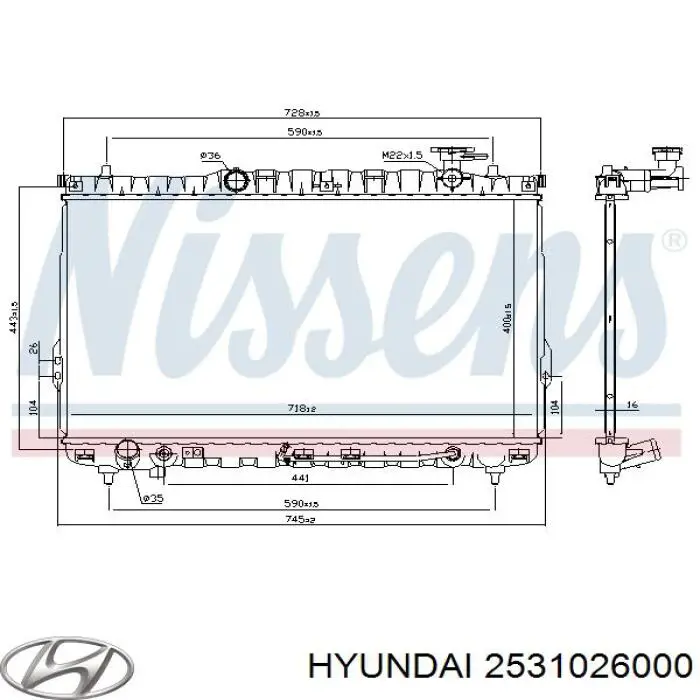 Radiador de esfriamento de motor Hyundai/Kia 2531026000 preço, a partir de 144,72 USD