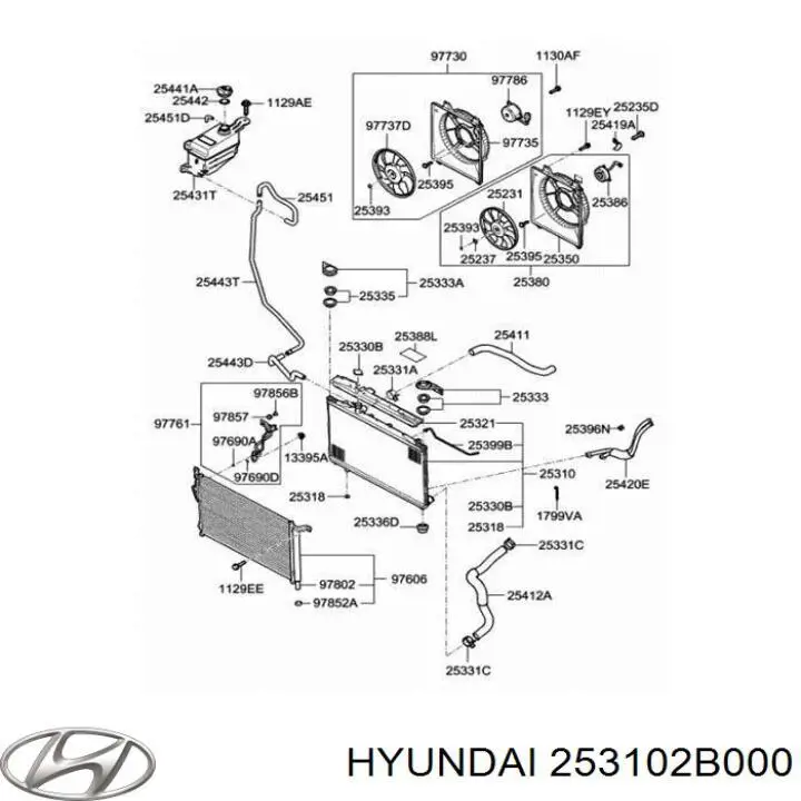 Radiador de esfriamento de motor Hyundai/Kia 253102B000 preço, a partir de 112,37 USD