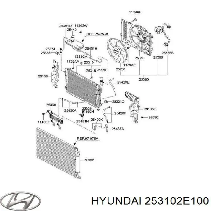 Compre 253102E100 Hyundai/Kia Radiador de esfriamento de motor
