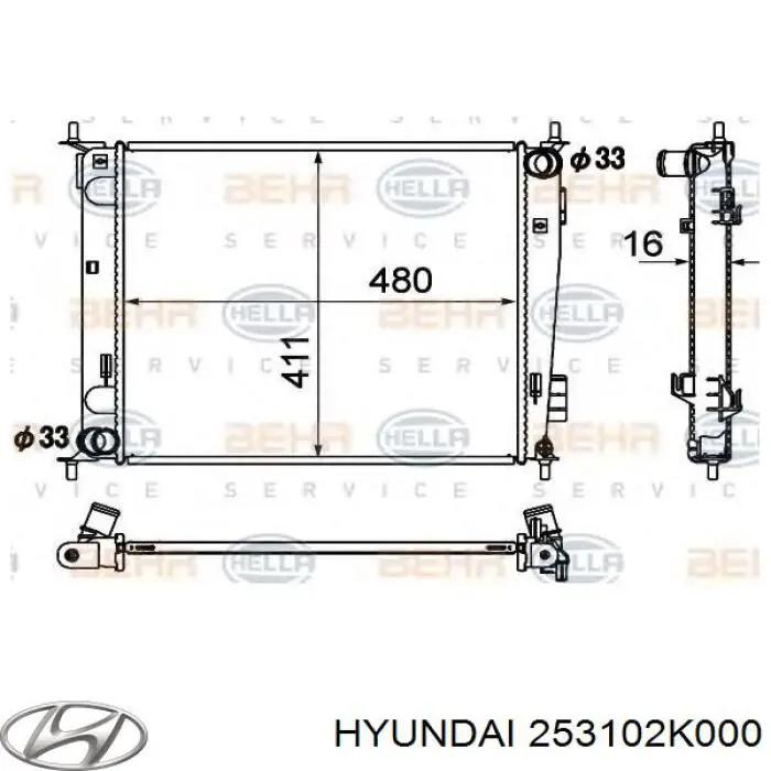 253102K000 Hyundai/Kia Radiador de esfriamento de motor