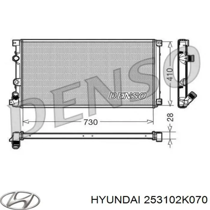 Radiador de esfriamento de motor 253102K070 Hyundai/Kia