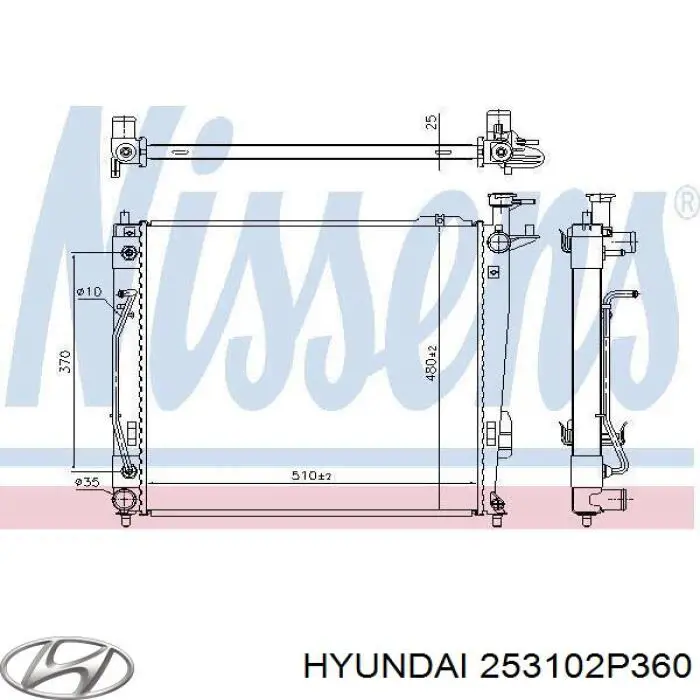 Compre 253102P360 Hyundai/Kia Radiador de esfriamento de motor