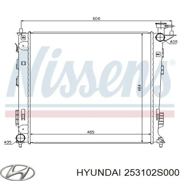 Radiador de esfriamento de motor Hyundai/Kia 253102S000