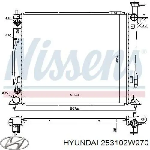 Radiador de esfriamento de motor Hyundai/Kia 253102W971 preço, a partir de 240,59 USD