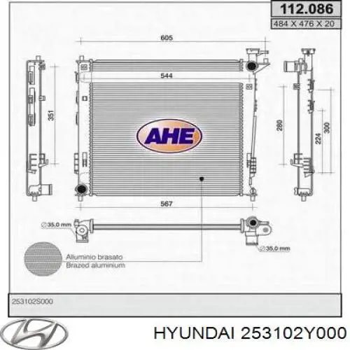 Radiador de esfriamento de motor Hyundai/Kia 253102Y000 preço, a partir de 112,37 USD