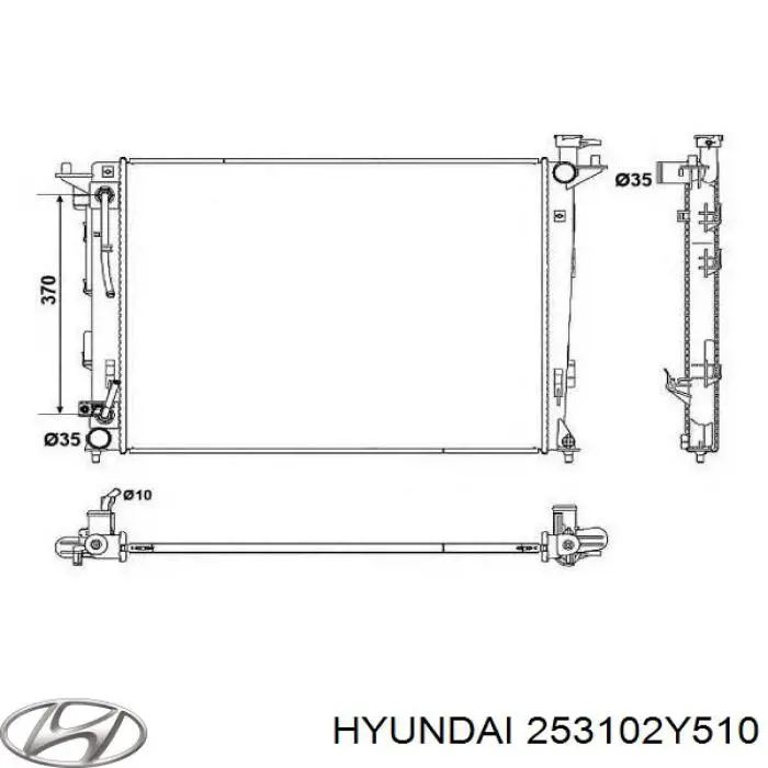 Radiador de esfriamento de motor 253102Y510 Hyundai/Kia