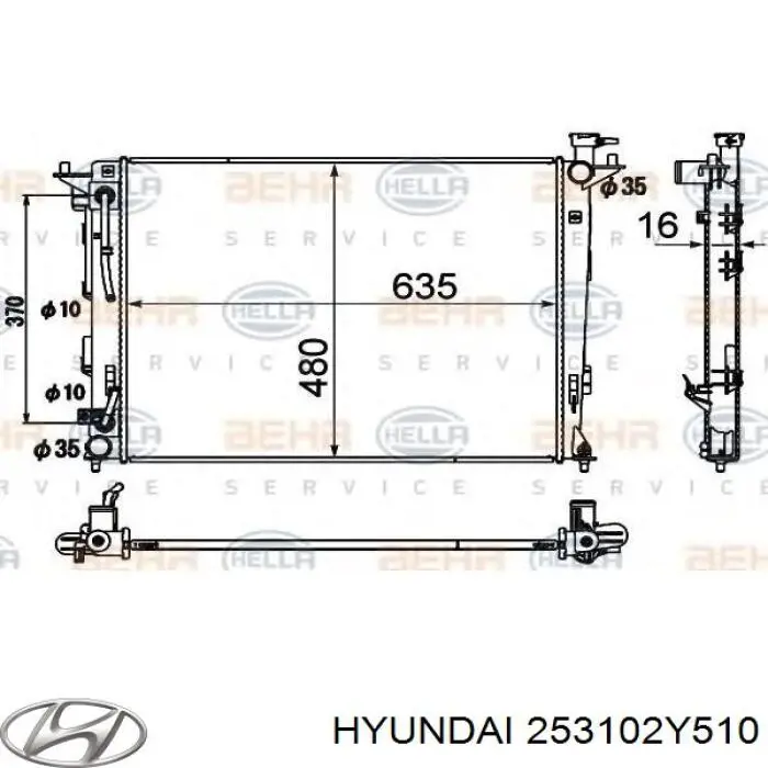 Radiador de esfriamento de motor 253102Y510 Hyundai/Kia