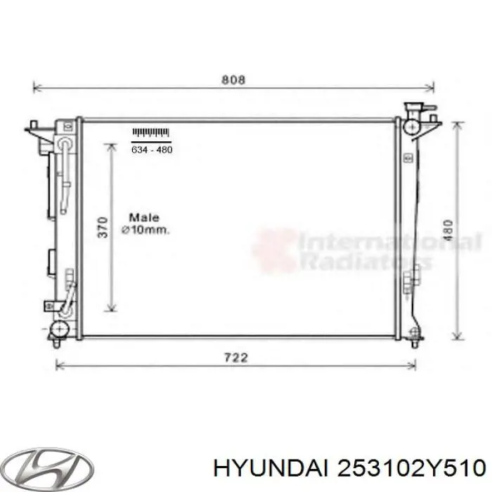 Radiador de esfriamento de motor Hyundai/Kia 253102Y510 preço, a partir de 129,80 USD