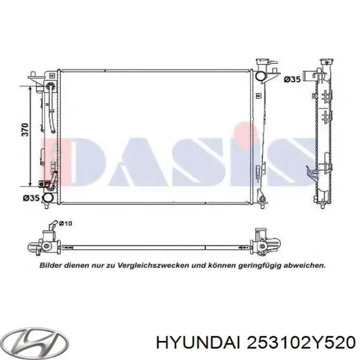 Radiador de esfriamento de motor Hyundai/Kia 253102Y520