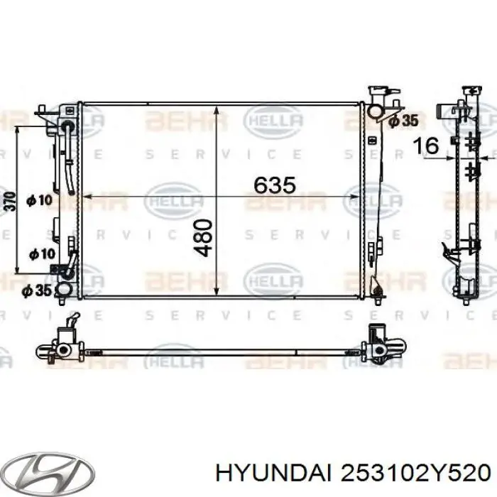 Radiador de esfriamento de motor 253102Y520 Hyundai/Kia