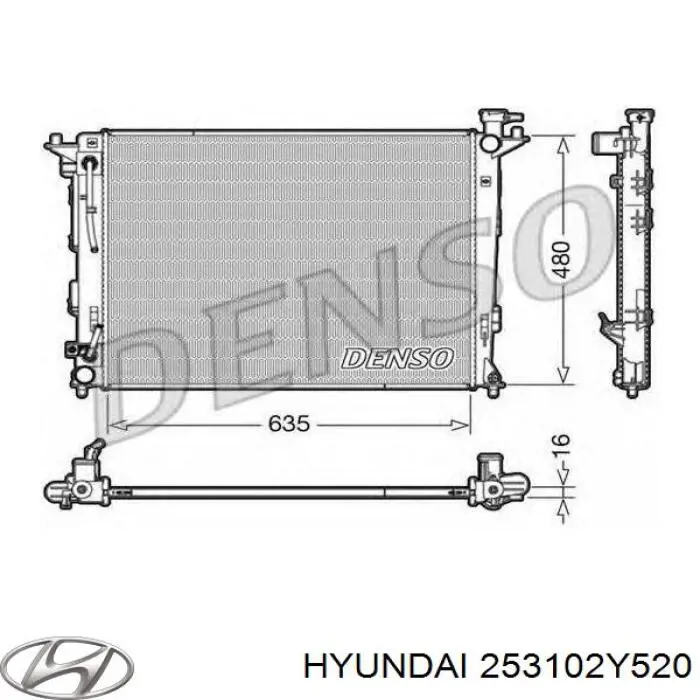 253102Y520 Hyundai/Kia Radiador de esfriamento de motor