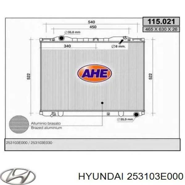 253103E000 Hyundai/Kia Radiador de esfriamento de motor