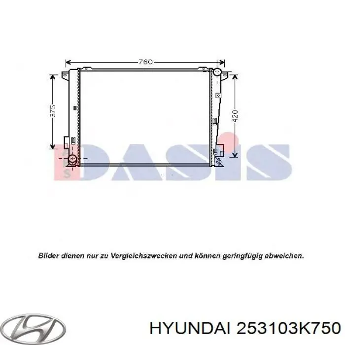 253103K750 Hyundai/Kia Radiador de esfriamento de motor