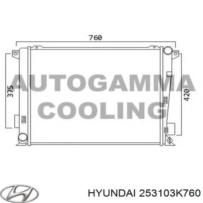 253103K760 Hyundai/Kia Radiador de esfriamento de motor