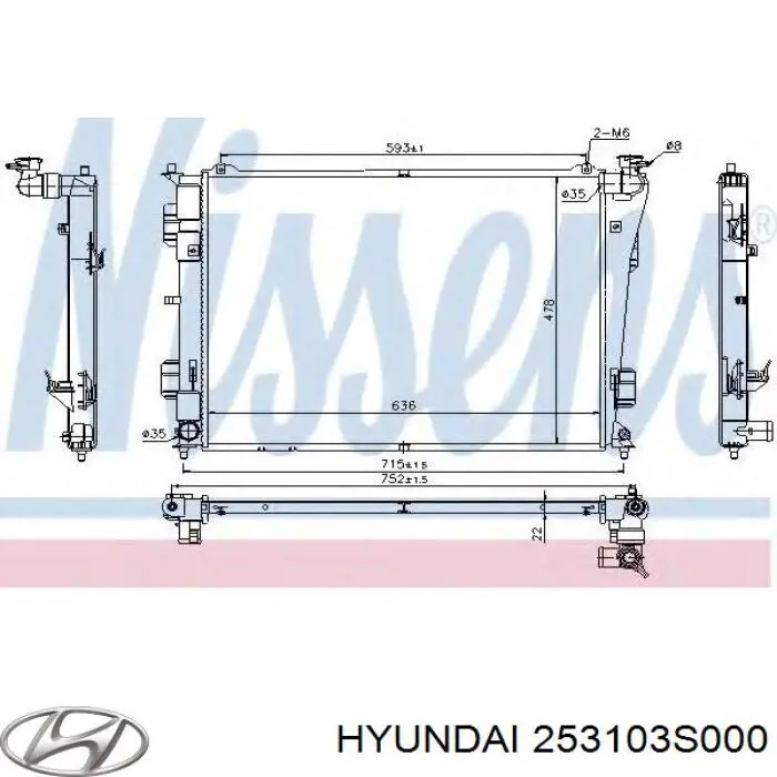 Compre 253103S000 Hyundai/Kia Radiador de esfriamento de motor