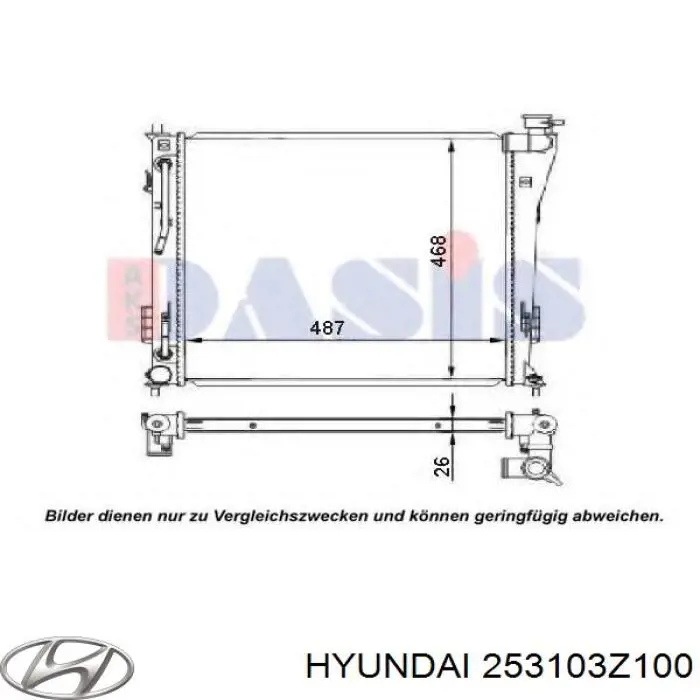 Radiador de esfriamento de motor Hyundai/Kia 253103Z100 preço, a partir de 116,25 USD