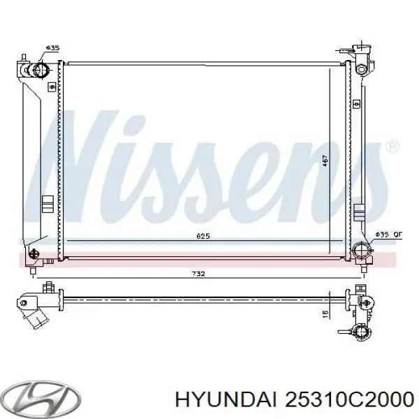 Radiador de esfriamento de motor Hyundai/Kia 25310C2000 preço, a partir de 121,70 USD