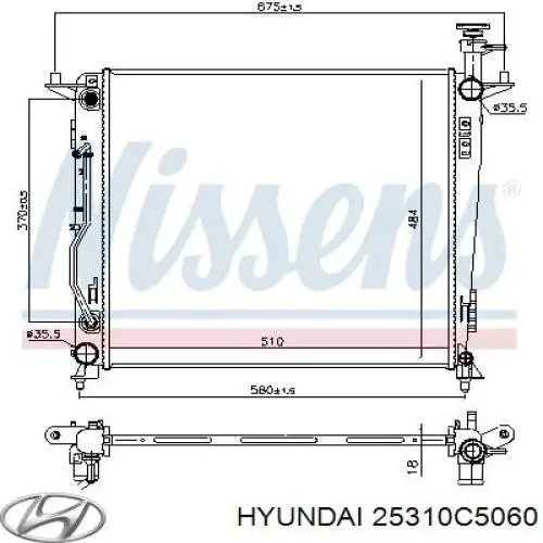 25310C5060 Hyundai/Kia Radiador de esfriamento de motor