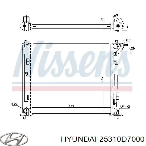 25310D7000 Hyundai/Kia Radiador de esfriamento de motor