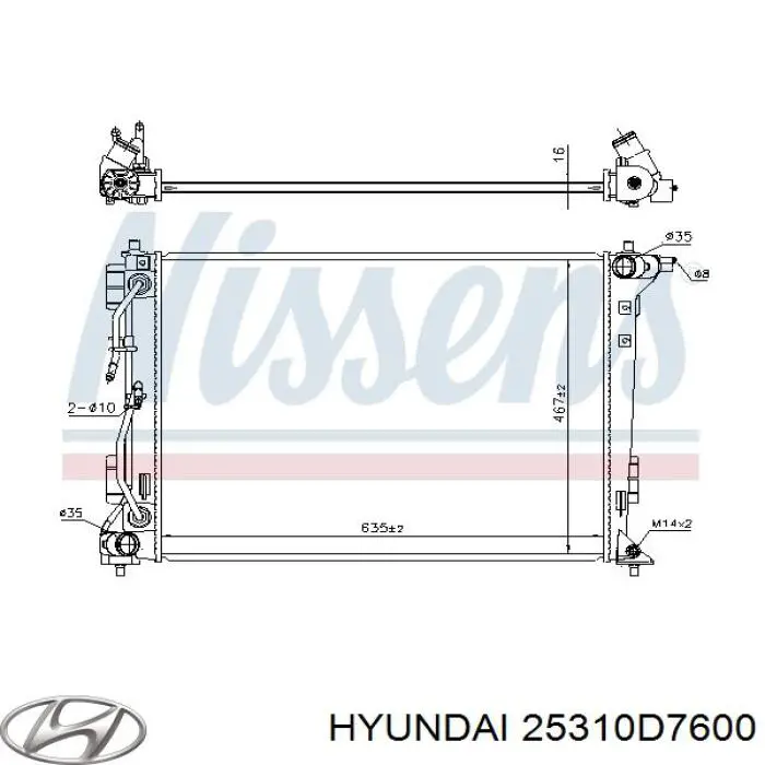 25310D7600 Hyundai/Kia Radiador de esfriamento de motor