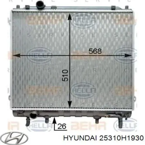 25310H1930 Hyundai/Kia Radiador de esfriamento de motor
