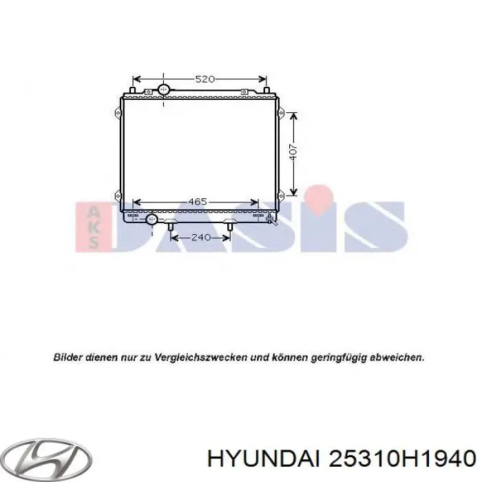 25310H1940 Hyundai/Kia Radiador de esfriamento de motor
