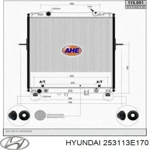 253113E170 Hyundai/Kia Radiador de esfriamento de motor