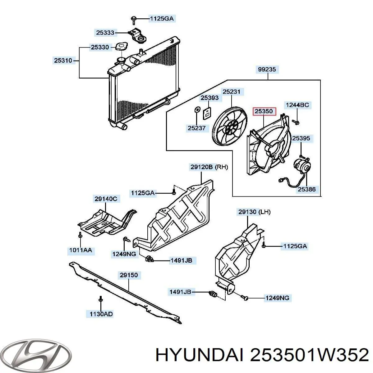 Difusor do radiador de esfriamento Hyundai/Kia 253501W352 preço, a partir de  