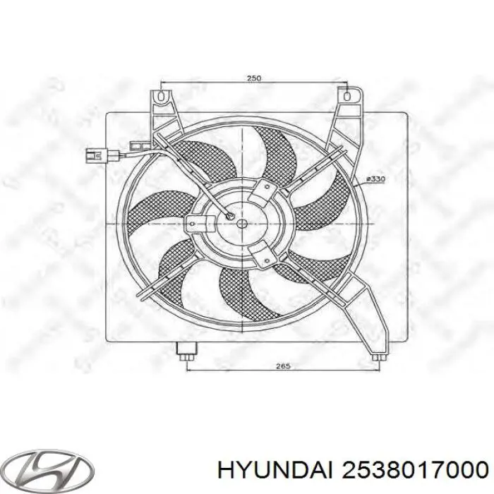 Difusor do radiador de esfriamento, montado com motor e roda de aletas Hyundai/Kia 2538017000 preço, a partir de 69,42 USD