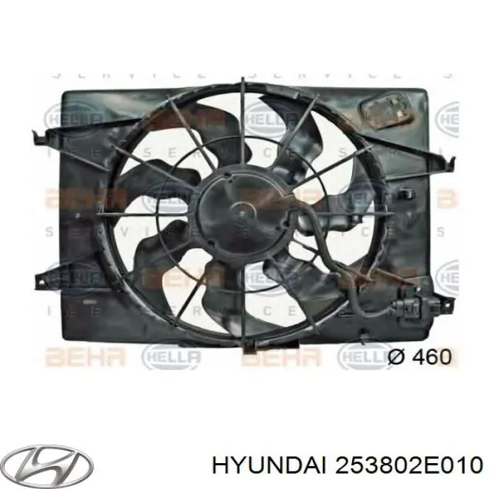 253802E010 Hyundai/Kia Difusor do radiador de esfriamento, montado com motor e roda de aletas