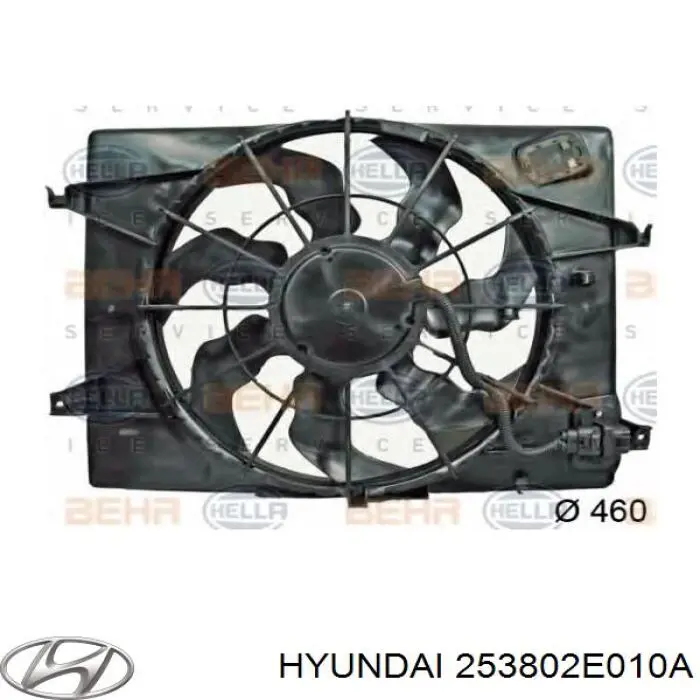 253802E010A Hyundai/Kia Difusor do radiador de esfriamento, montado com motor e roda de aletas