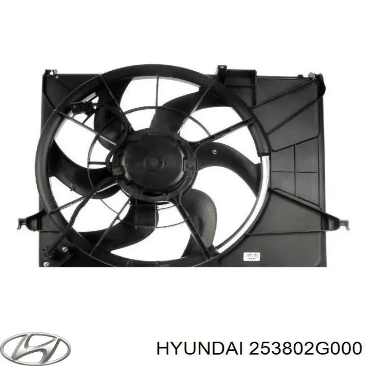 253802G000 Hyundai/Kia Difusor do radiador de esfriamento, montado com motor e roda de aletas