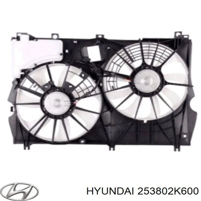 253802K600 Hyundai/Kia Ventilador elétrico de esfriamento montado (motor + roda de aletas)