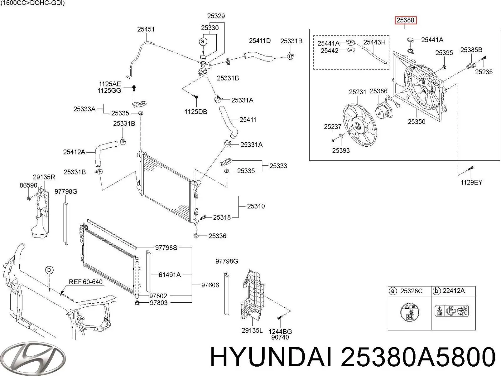 Ventilador elétrico de esfriamento montado (motor + roda de aletas) Hyundai/Kia 25380A5800 preço, a partir de 124,29 USD