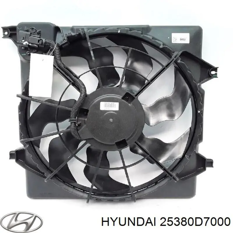 25380D7000 Hyundai/Kia Difusor do radiador de esfriamento, montado com motor e roda de aletas