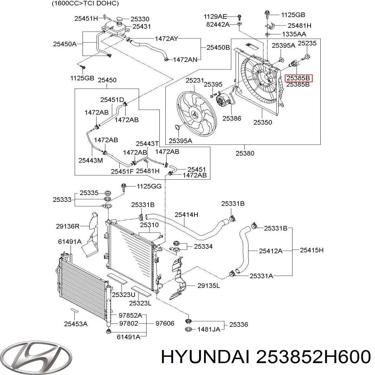 Regulador de revoluções de ventilador de esfriamento (unidade de controlo) Hyundai/Kia 253852H600 preço, a partir de 77,70 USD